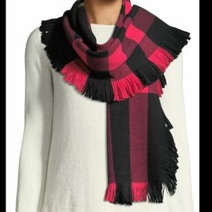 Burberry Pink/Black Half Mega Fashion Fringe Scarf